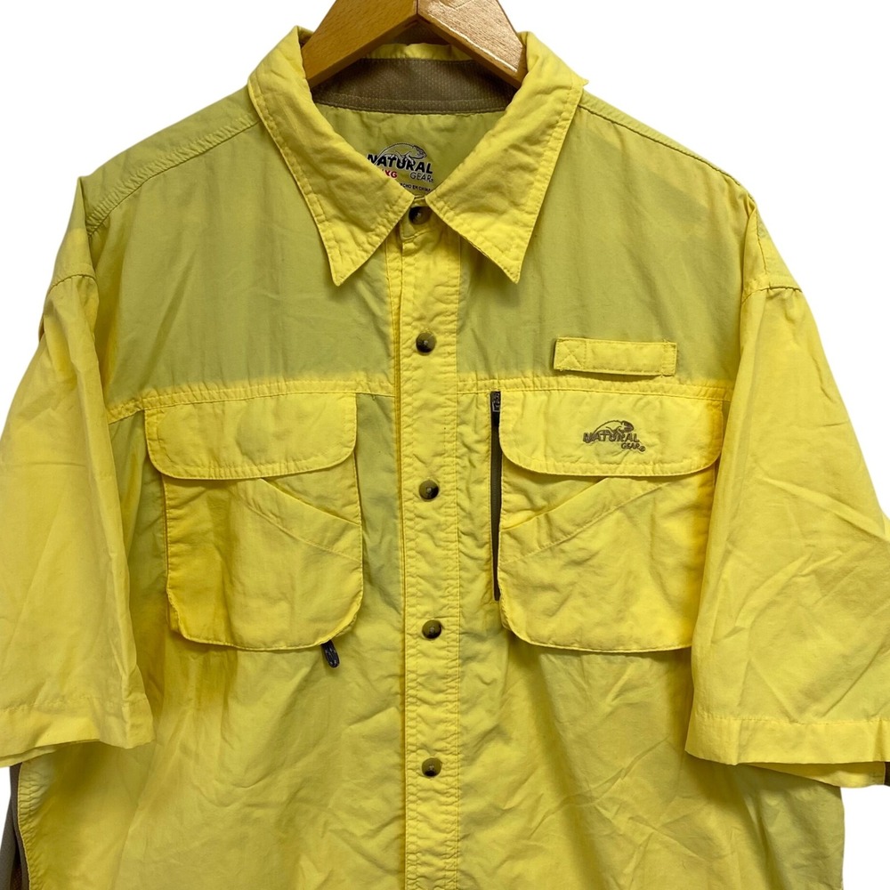 Natural‎ Gear Mens Yellow Short Sleeve Fishing Hiking Outdoor Shirt XL Vented